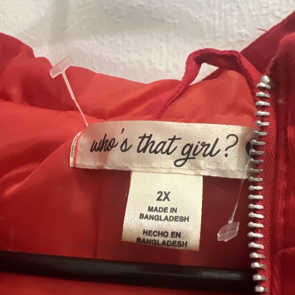 Who’s That Girl Vest Jacket Lined 2XL Red Zip Up - Picture 5 of 10